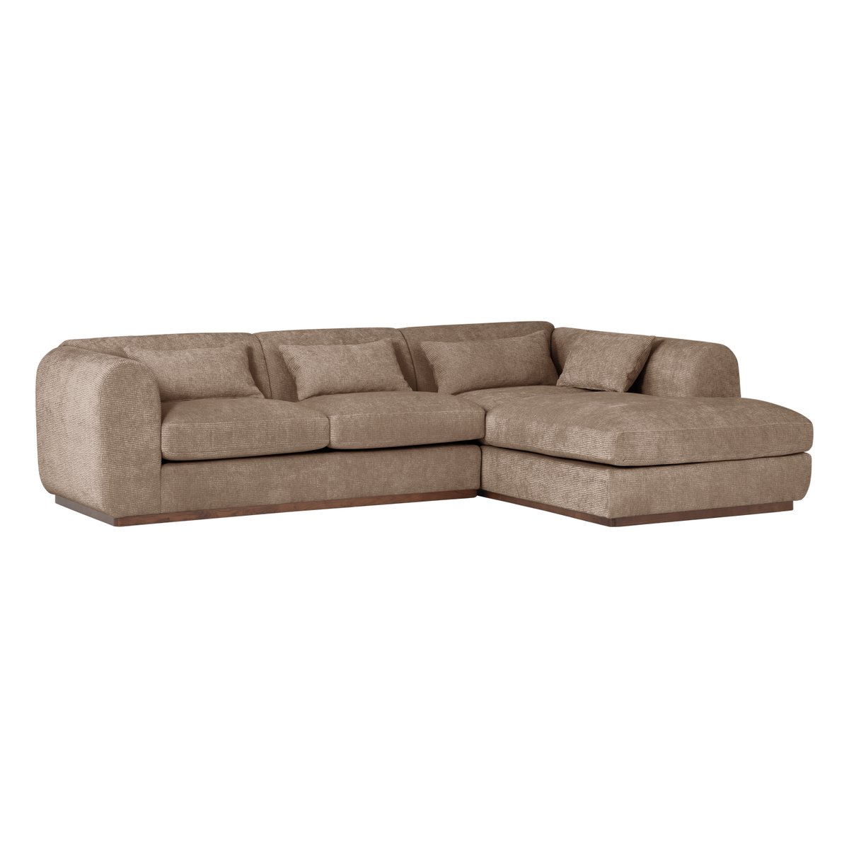 Canapé d’angle droit en velours texturé BRENVO marron, WOOOD
