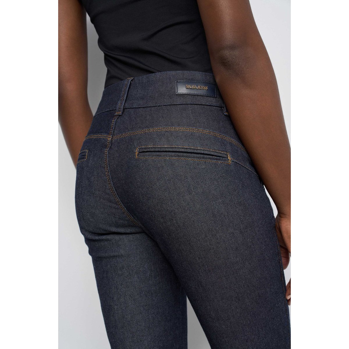 SECRET CHINO PUSH IN CROPPED SLIM bleu foncé, SALSA JEANS