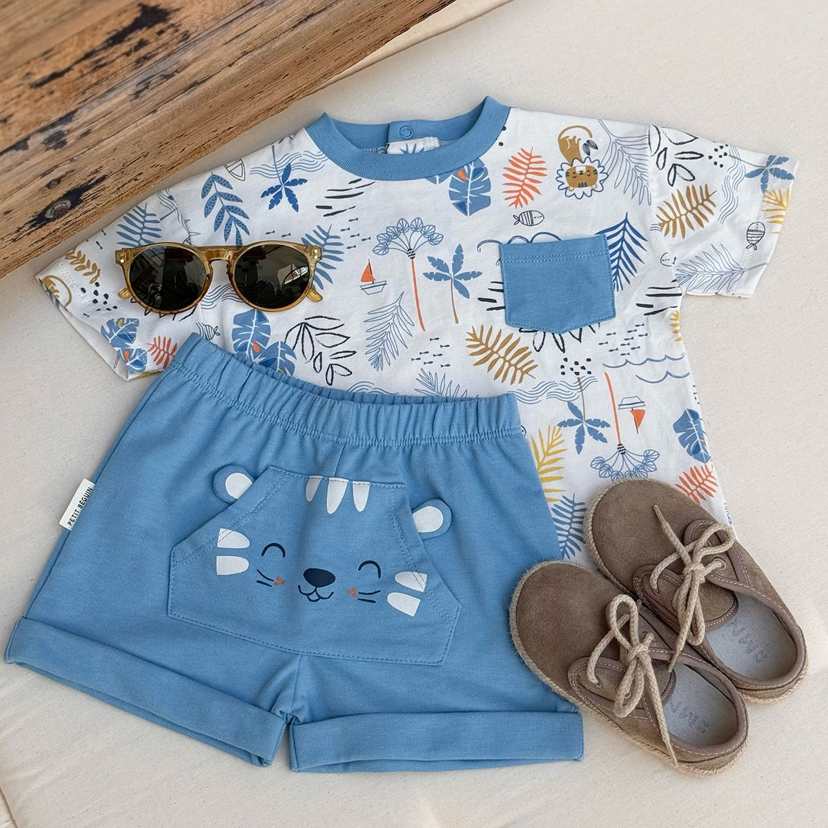 T-shirt enfant Biscarosse bleu, PETIT BEGUIN