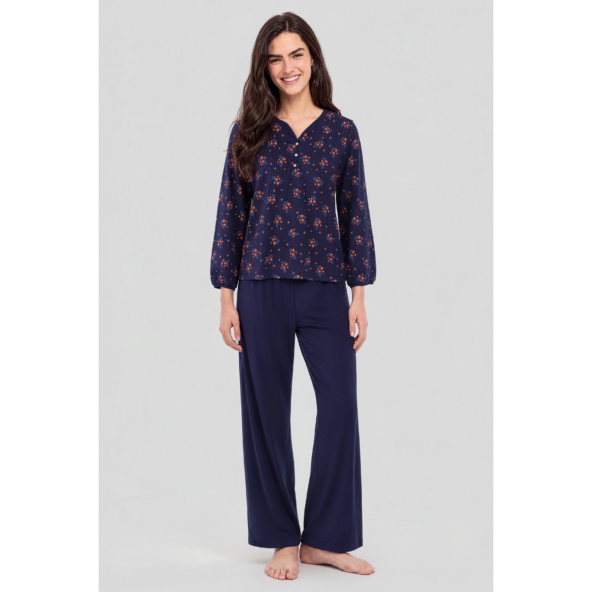 Pyjama à imprimé - coton imprimé bouquets et pois s, ARMOR-LUX