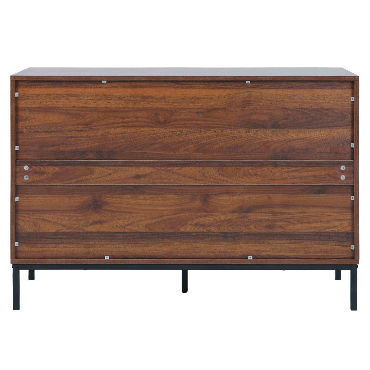 Commode à 6 tiroirs en MDF décor mélaminé 112 cm, DAVE bois foncé, OVIALA