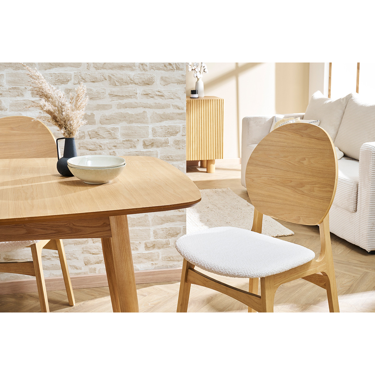 Chaises scandinaves (lot de 2) ELTON bois clair / blanc, MILIBOO