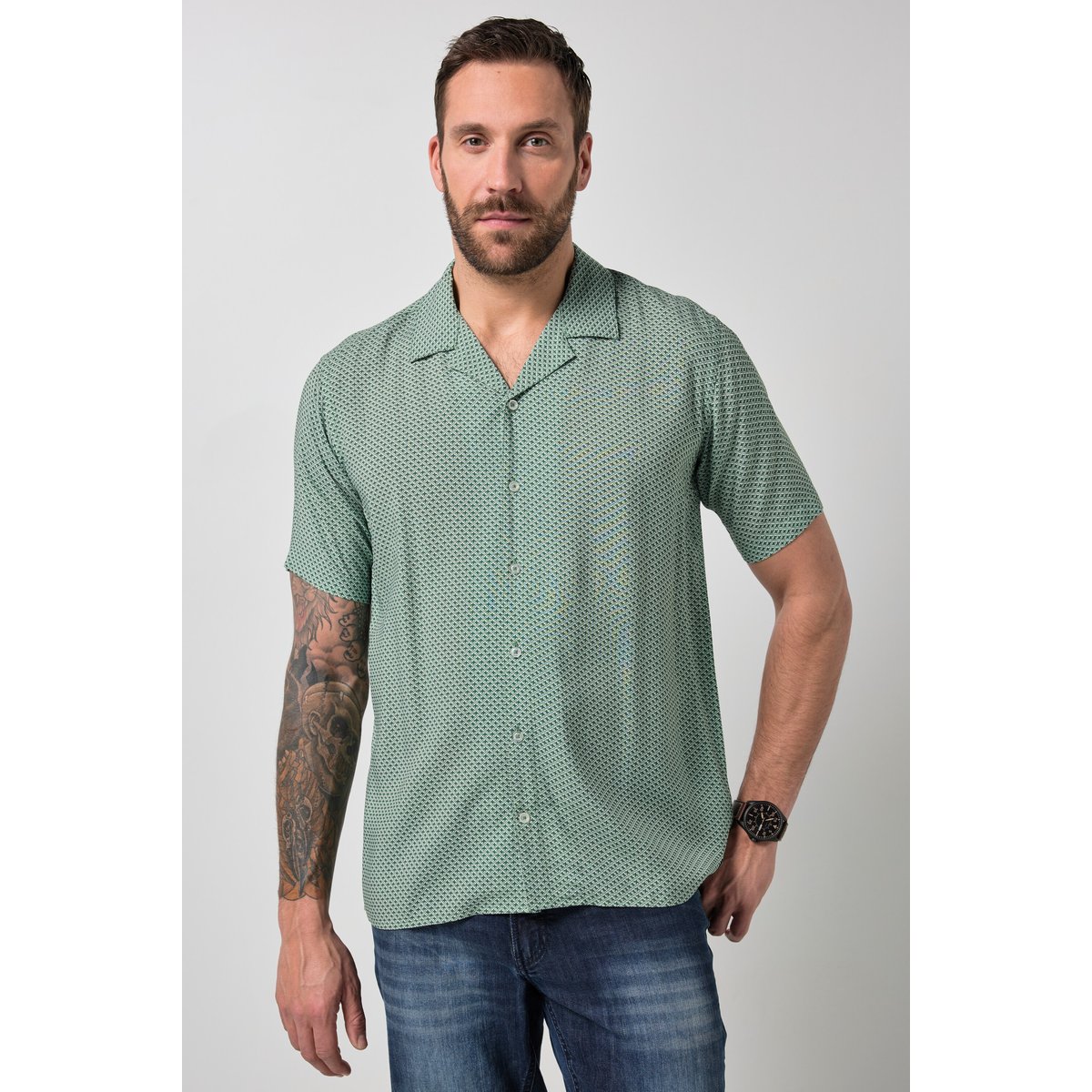 Chemise dans un imprimé all-over vert foncé, JP1880