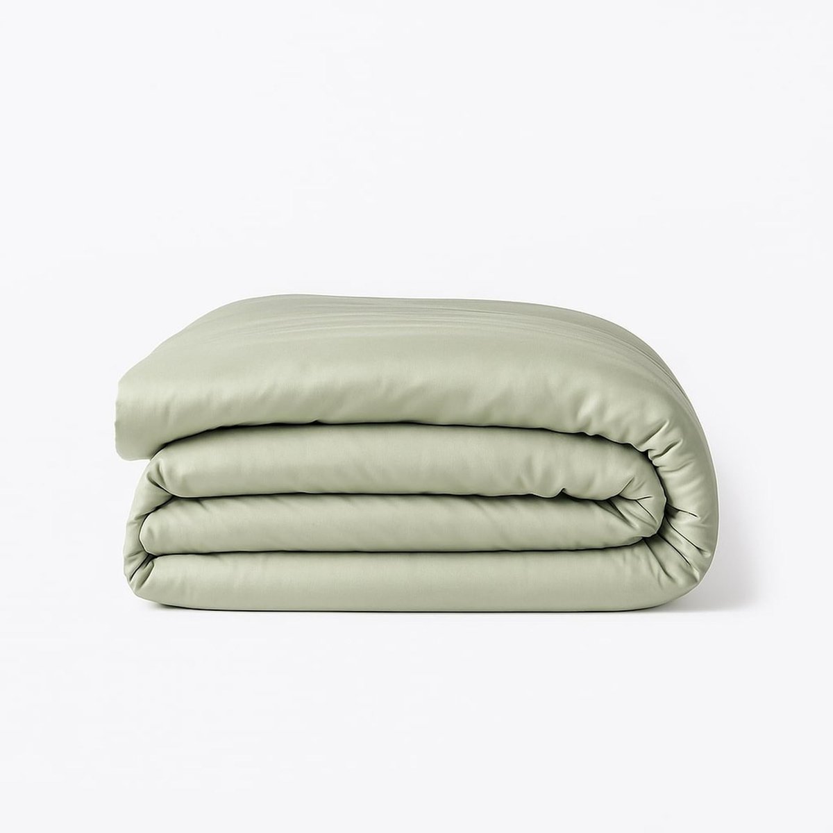 Housse de couette satin lavé de coton bio GAIA Made in Europe vert céladon, FEBRONIE