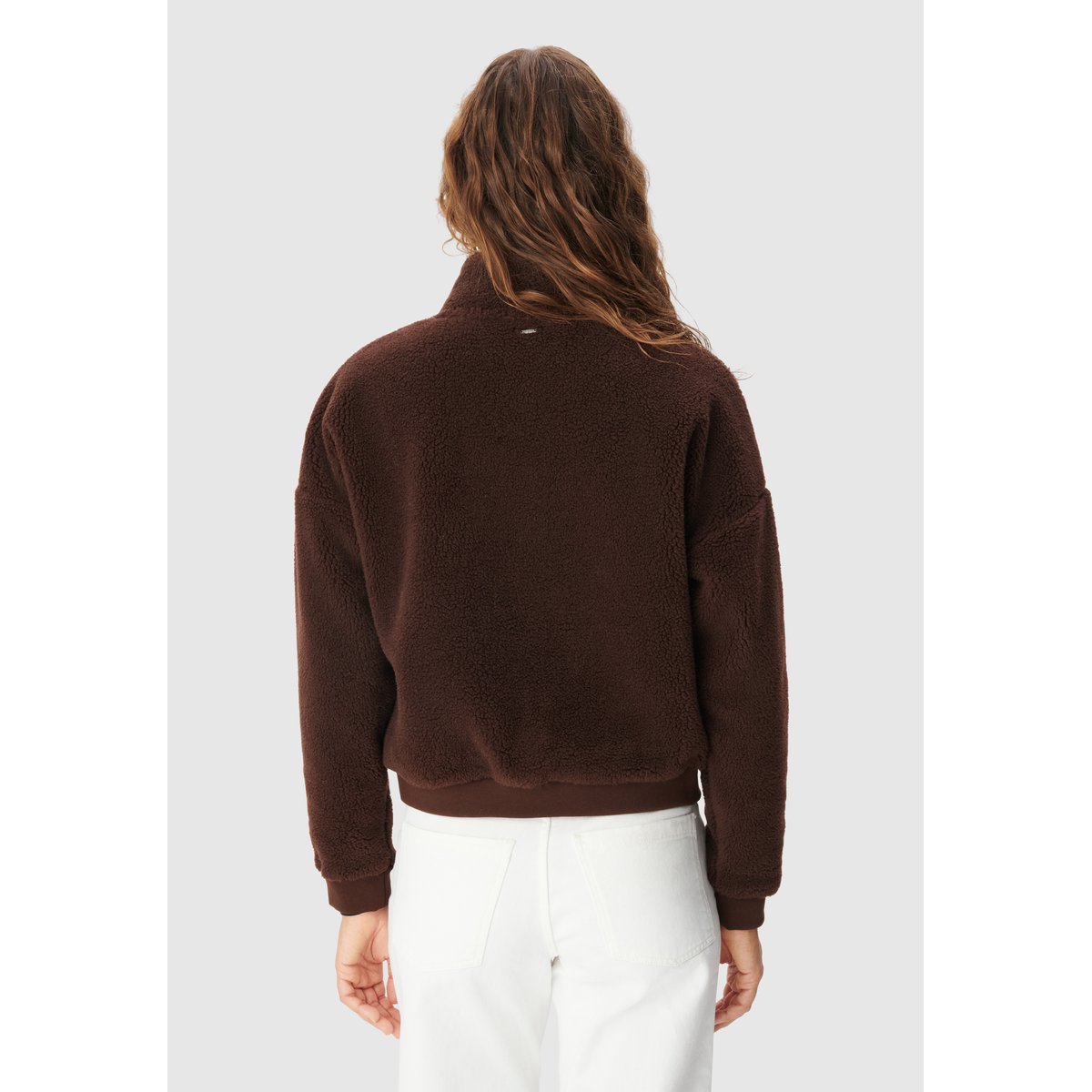 Sweat Sherpa col montant zippé marron foncé, IKKS