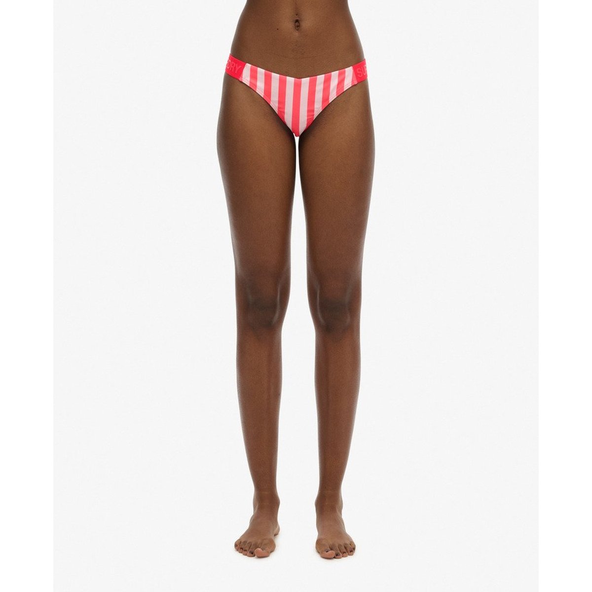Bas de bikini espiègle rayé rose rayé, SUPERDRY