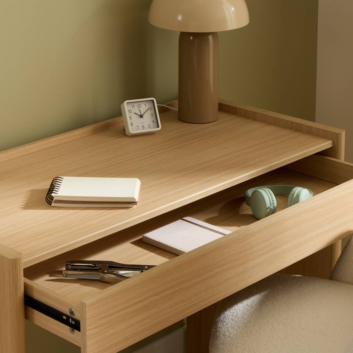 Bureau rectangulaire avec tiroir JOHN beige, ATMOSPHERA
