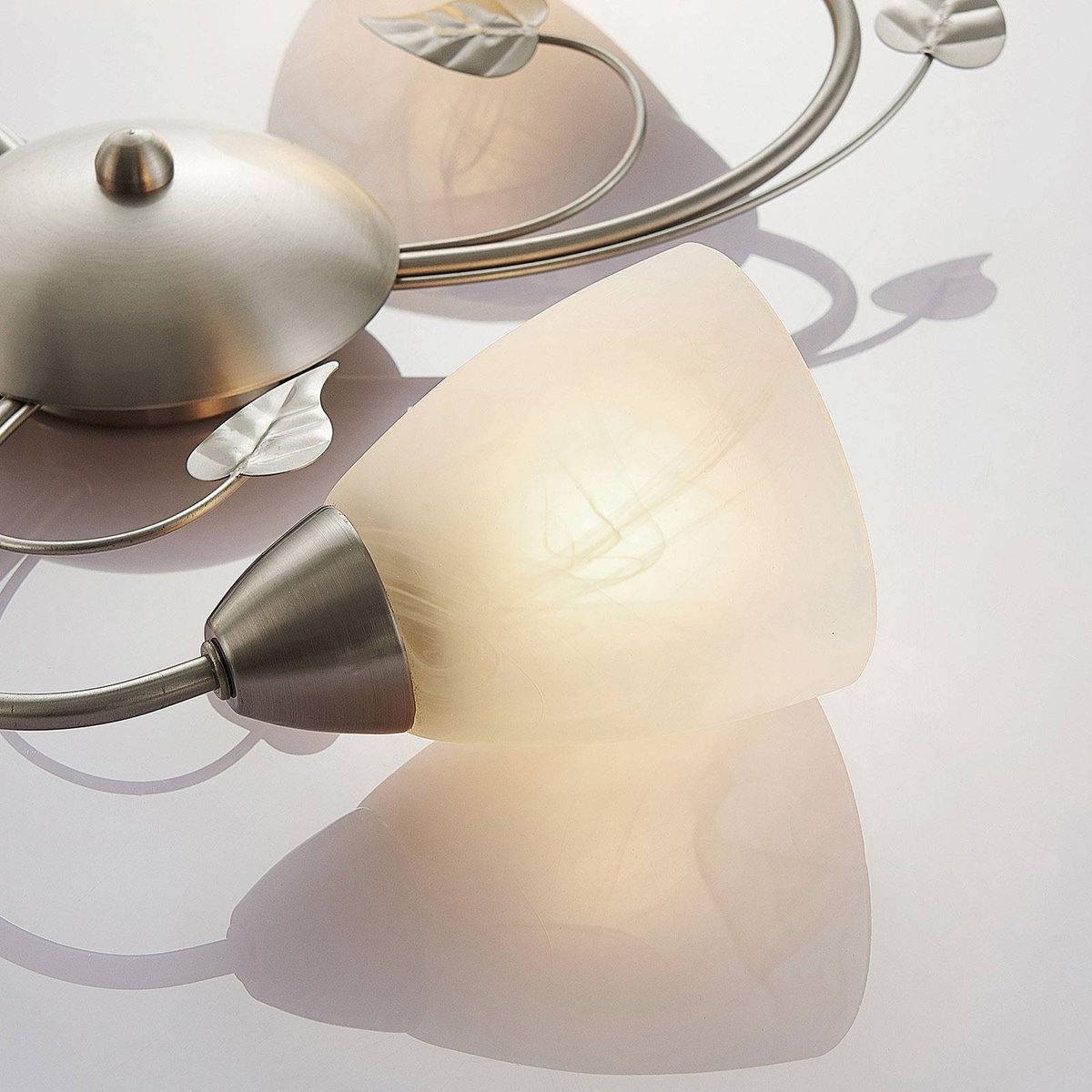Plafonnier en métal antique, Yannie nickel, blanc, LINDBY