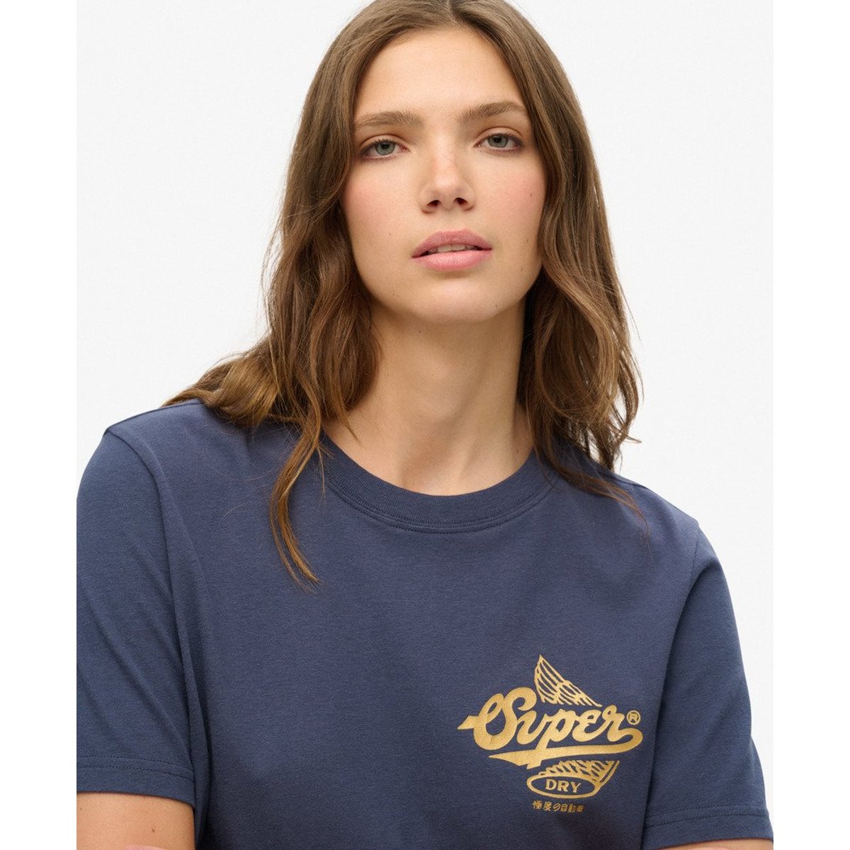T-shirt métallisé Athletic bleu marine lauren, SUPERDRY