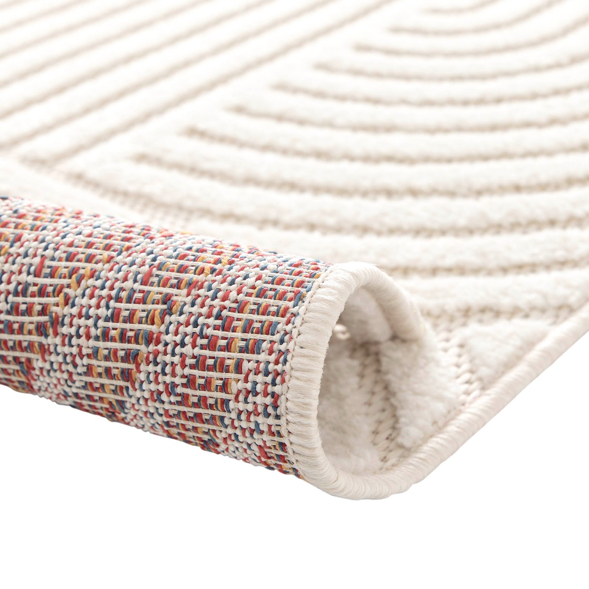 Tapis en relief géométrique moderne CHILL crème, THE DECO FACTORY