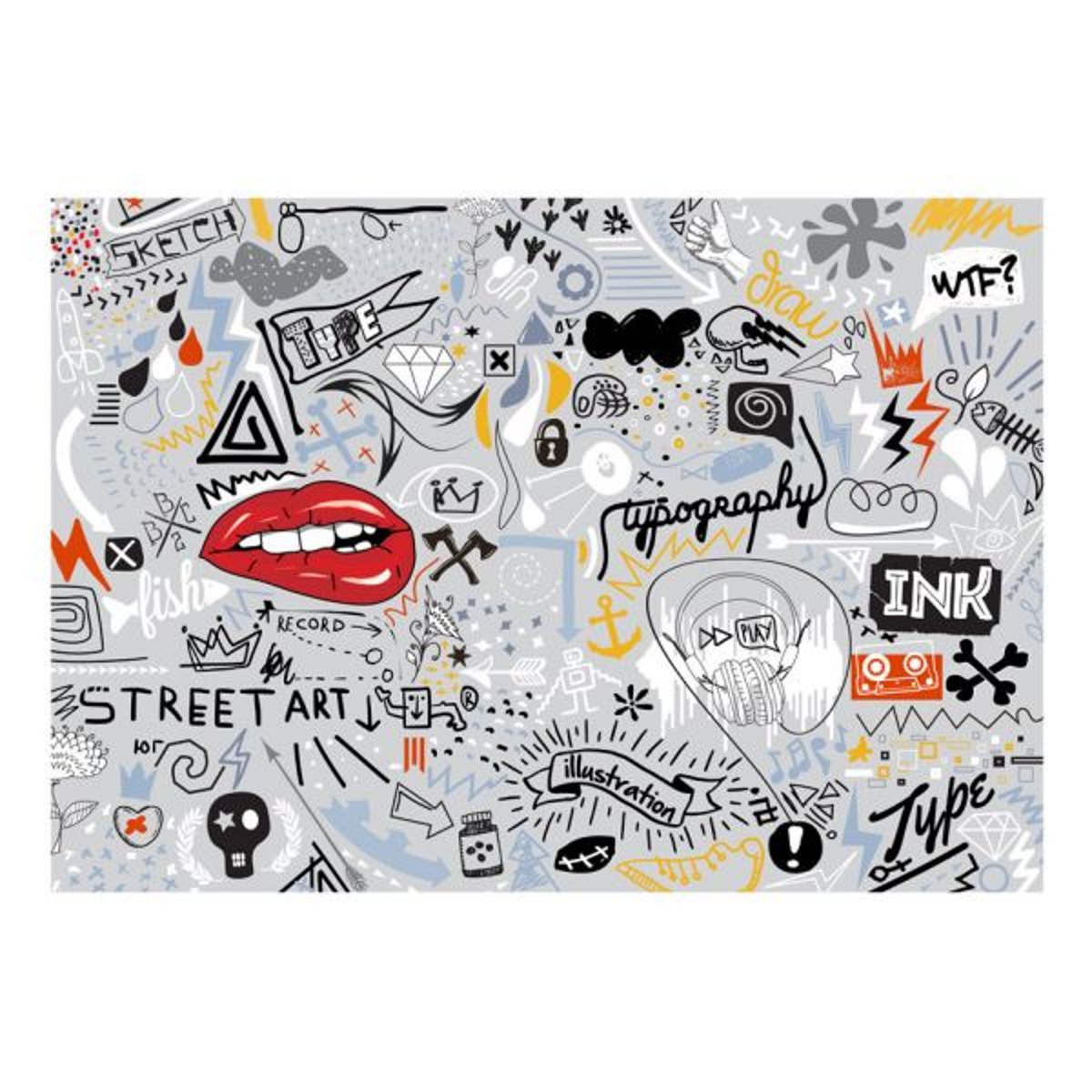 Papier peint intissé panoramique Textes Stream of thought gris / argent, EDEN