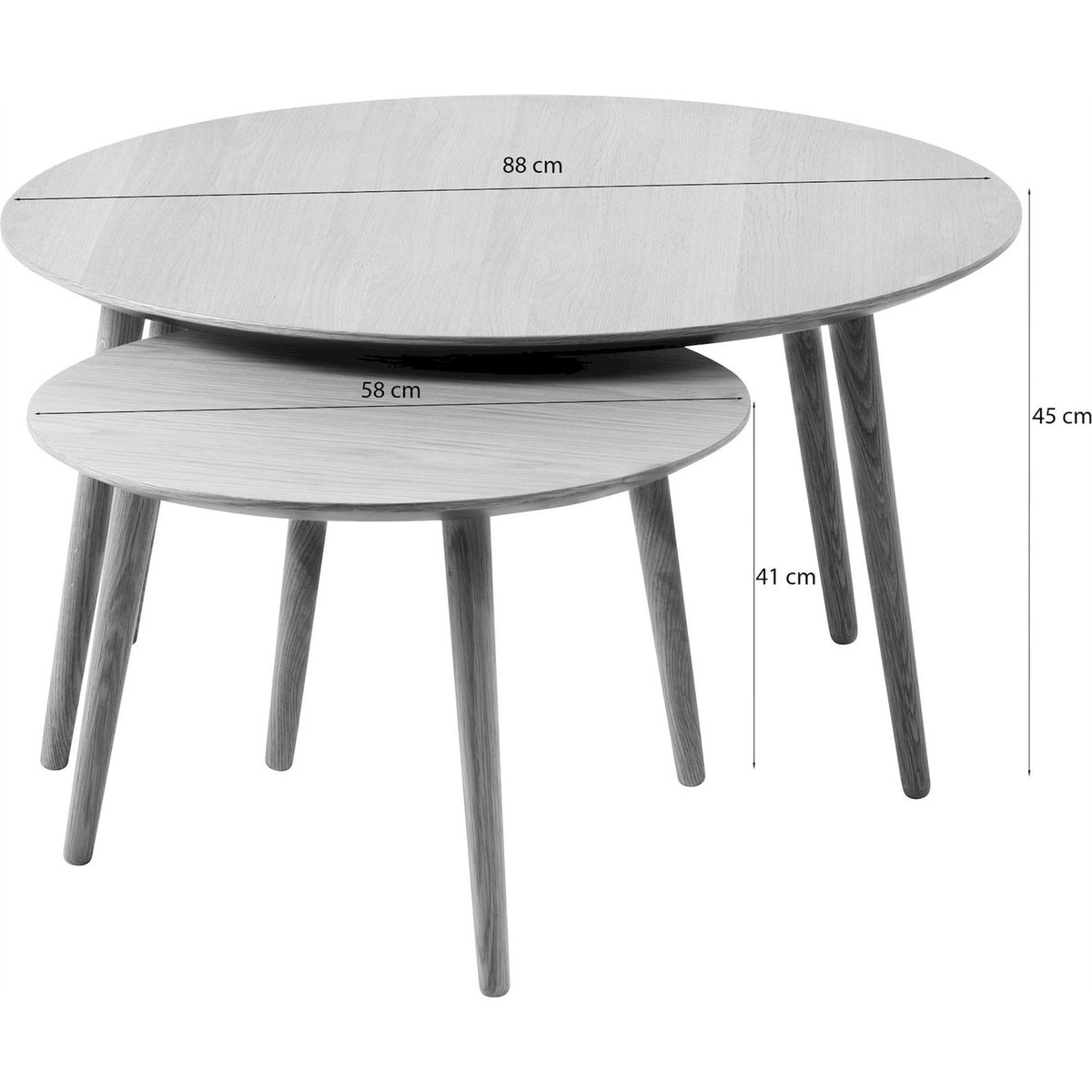 Set de tables basses gigognes rondes bois bois clair et noir, RECOLLECTION