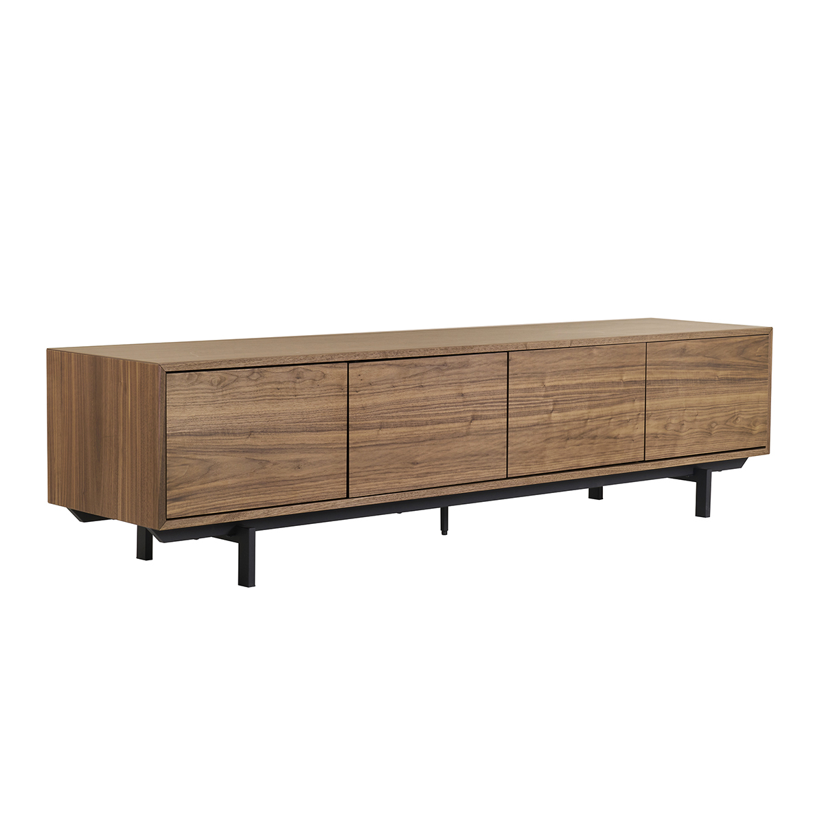 Meuble TV vintage bois foncé noyer et métal noir L200 cm MANNY noyer, MILIBOO