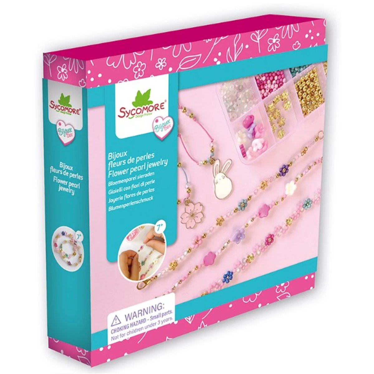 Kit créatif Bijoux fleurs de perles rose, SYCOMORE