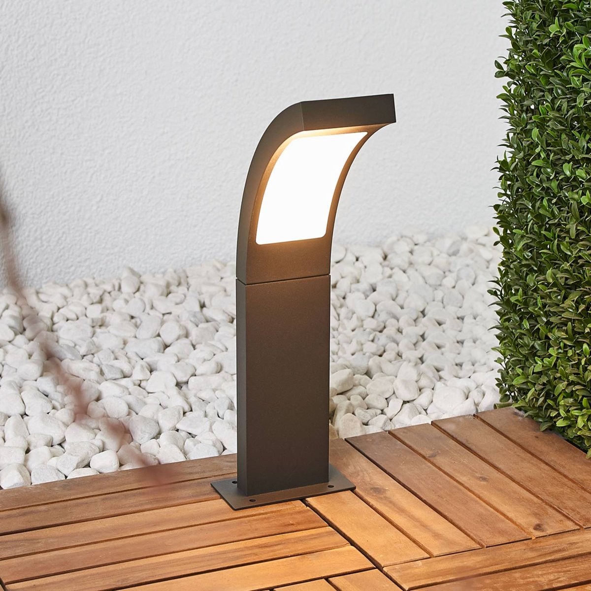 Luminaire extérieur en aluminium moderneLED anthracite, blanc opale, LUCANDE