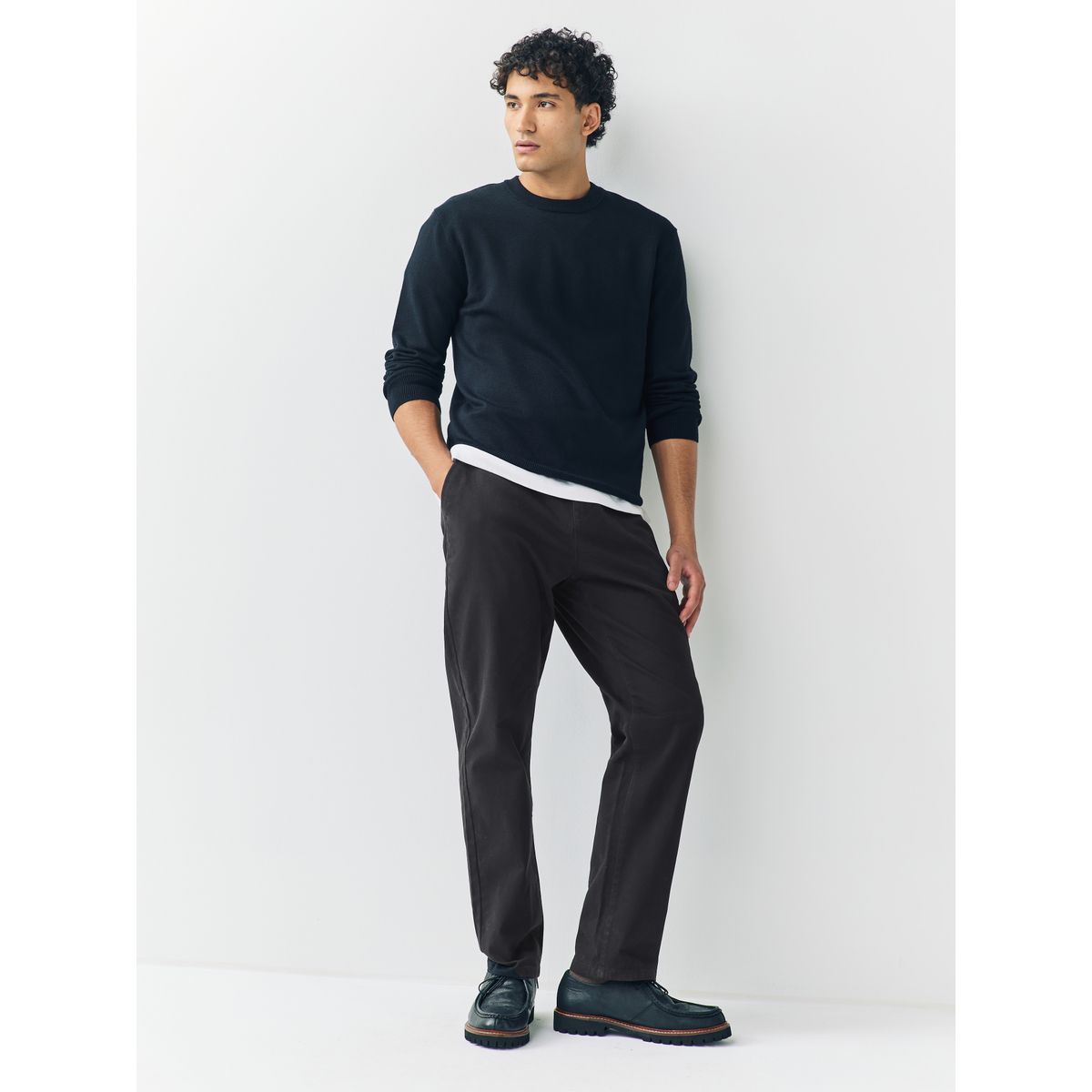 Pantalon chino stretch noir, NEXT