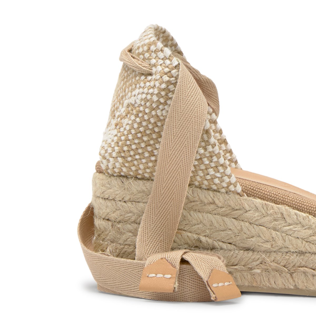 Espadrilles compensées à lacets avec plateforme tressée CARINA LIGHT PLATFORM sable, CASTANER