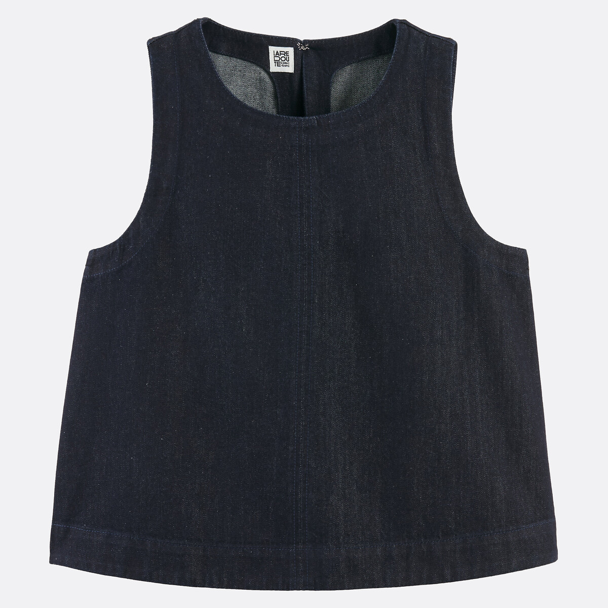 Top sans manches en denim, col rond bleu brut, LA REDOUTE COLLECTIONS