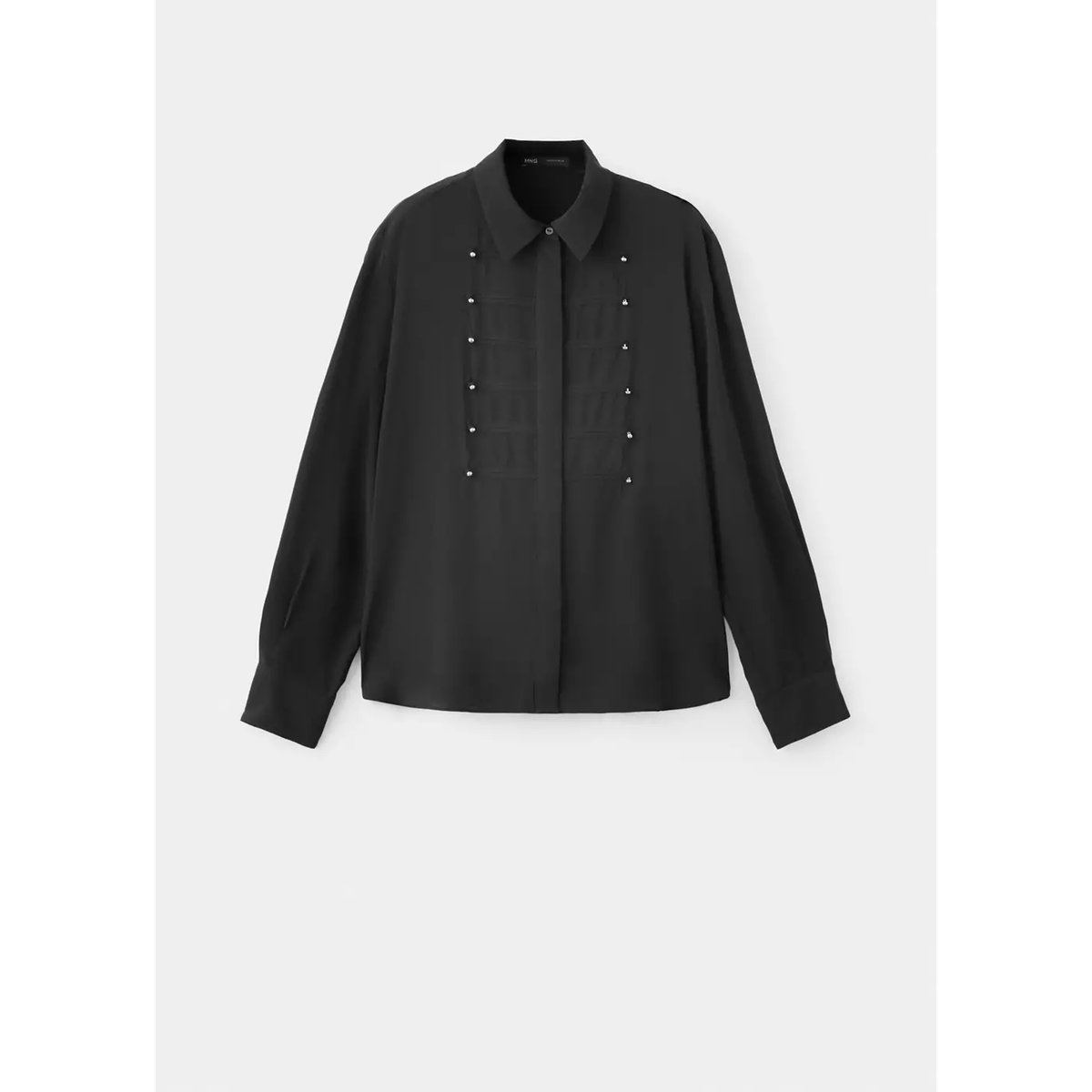 Blouse droite avec brandebourgs décoratifs noir, MANGO