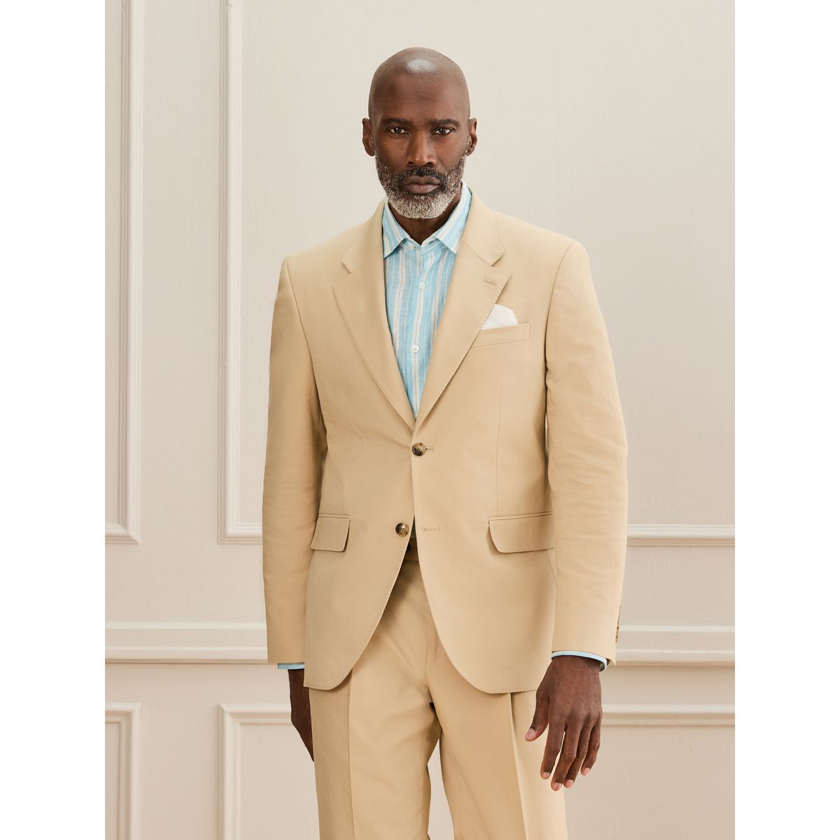 Veste de costume en lin et coton emmetex signature grège, NEXT