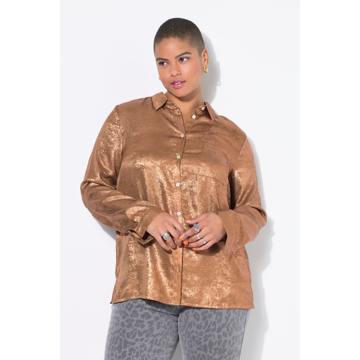 Chemisier coupe Boxy Shape, effet cuivré cuivre, STUDIO UNTOLD