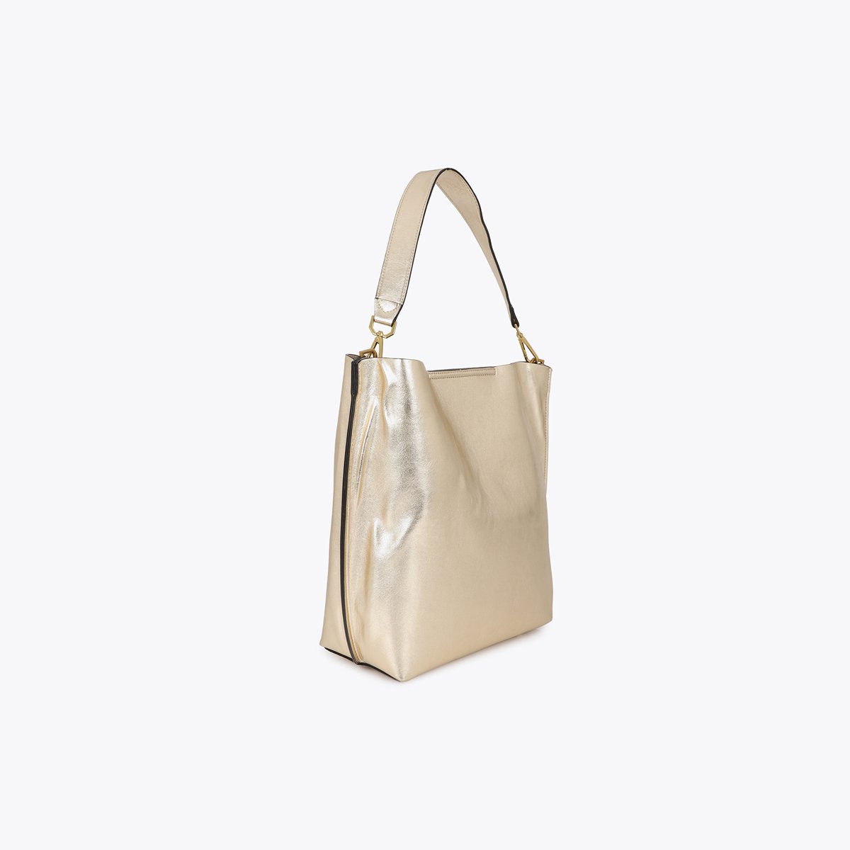 Sac seau à logo métallique léopard champagne, LOLA CASADEMUNT