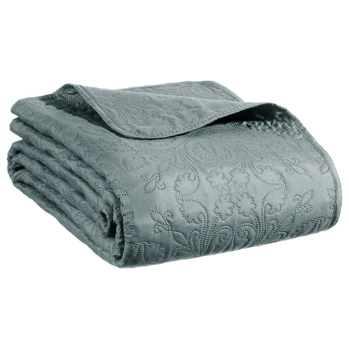 Dessus de lit réversible avec taies ARABESQUE bleu minéral, ATMOSPHERA