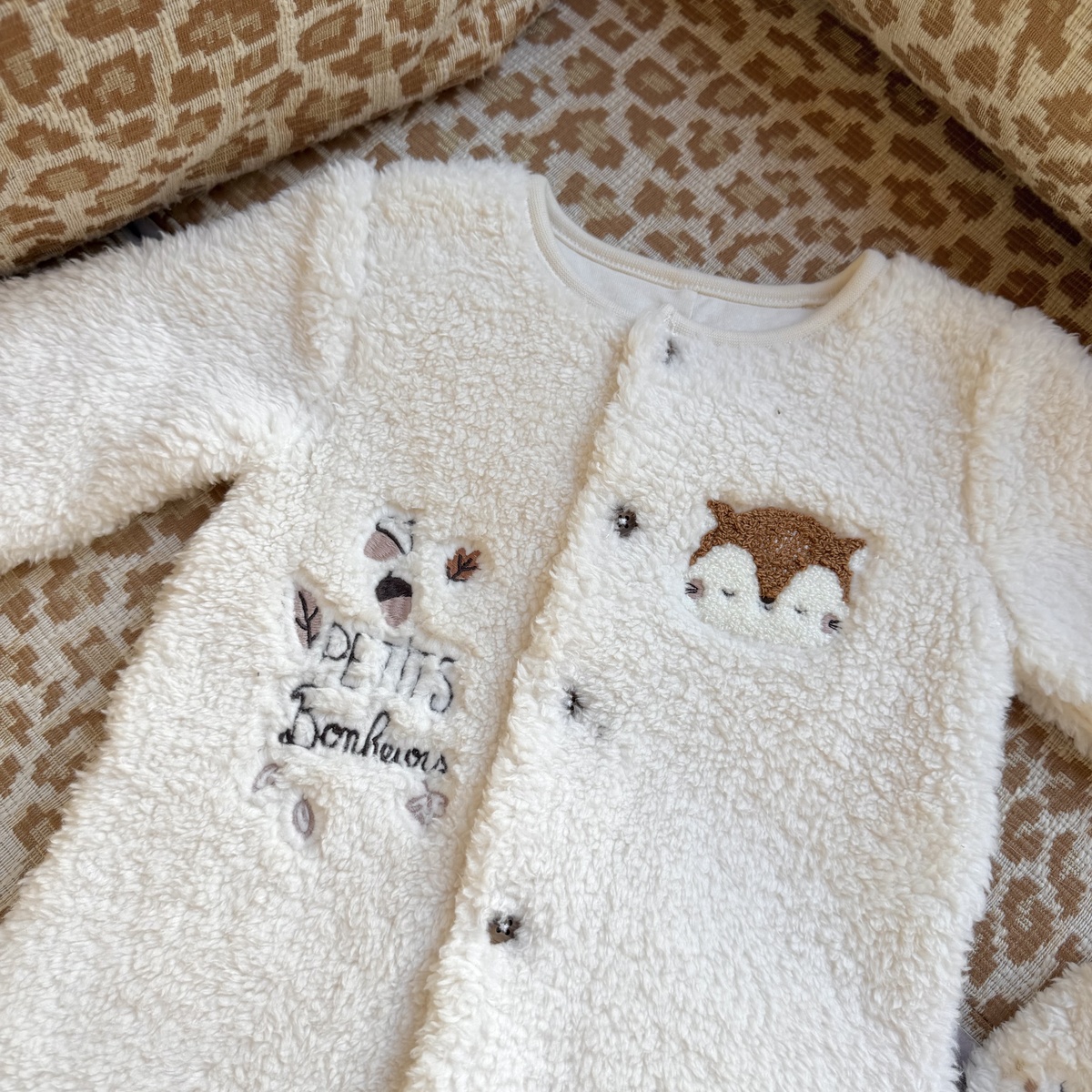 Surpyjama bébé en sherpa Caramel ecru, PETIT BEGUIN