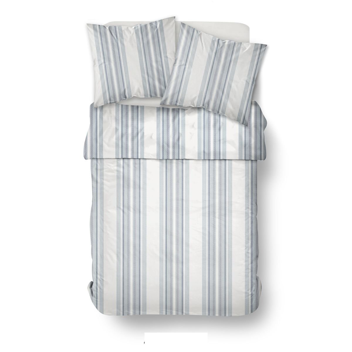Parure de lit imprimé Rayures Coton SUNSHINE JEAN blanc, TODAY