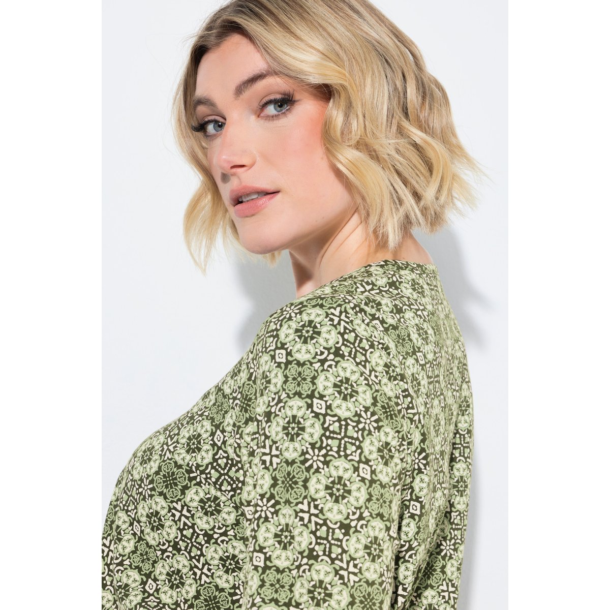 T-shirt avec plis fantaisie kaki foncé, ULLA POPKEN