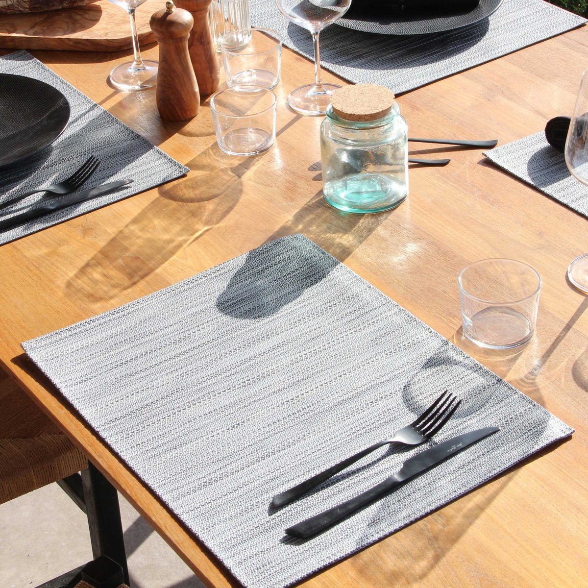 Set de table tissé  - Effet métal argent, SUD ETOFFE