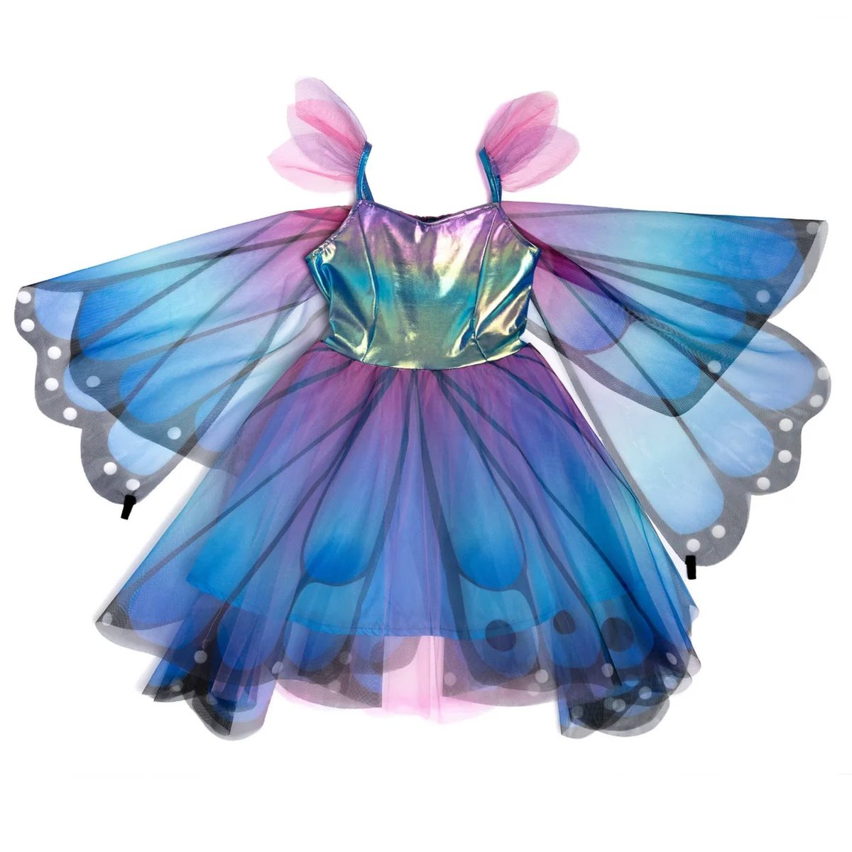 Déguisement enfant – Robe de fée papillon avec ailes et serre-tête bleu, GREAT PRETENDERS