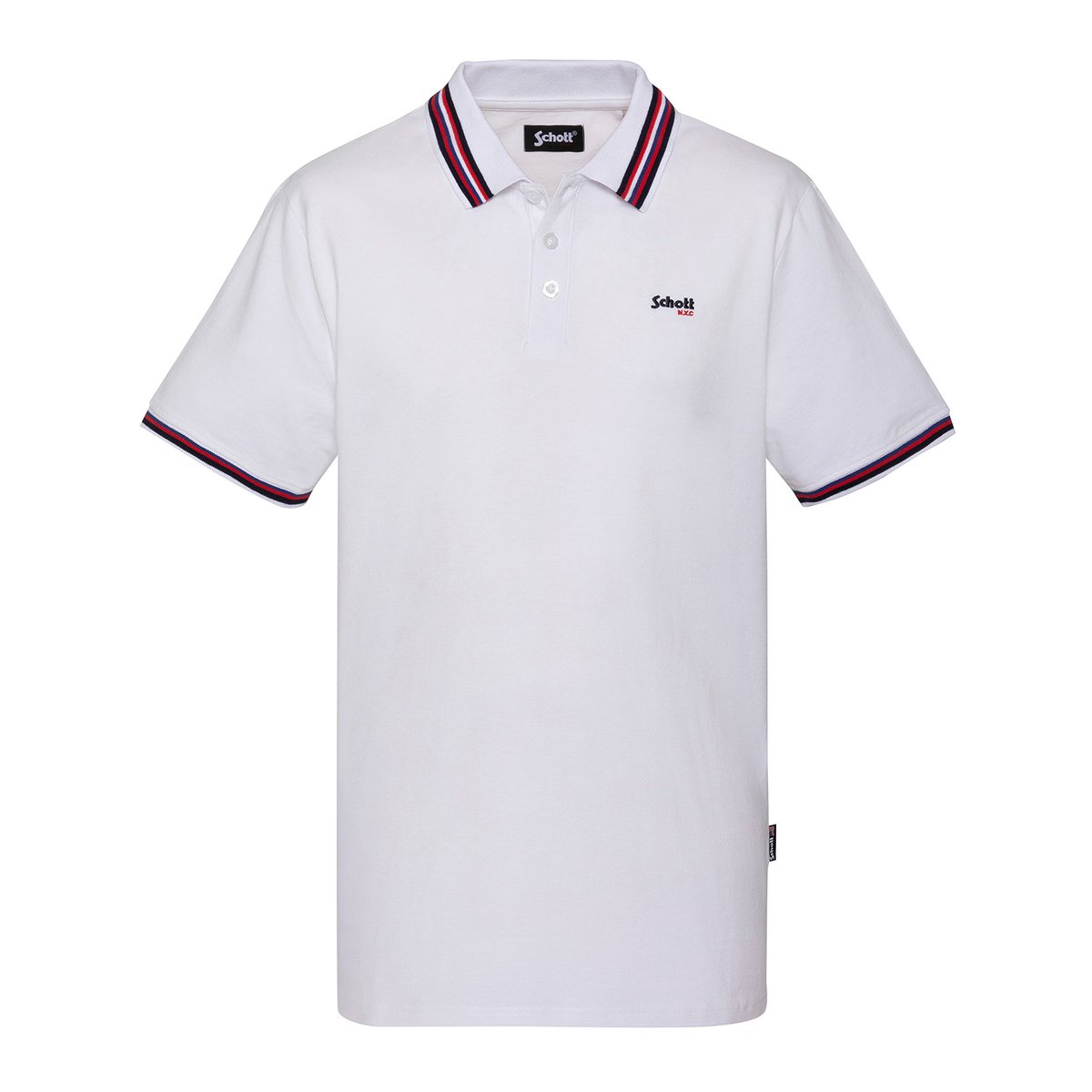 Polo shirt with tricolour trim blanc, SCHOTT