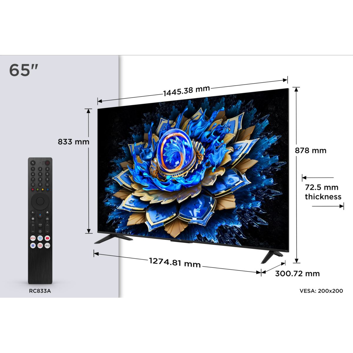 TV QLED 65T69C (2026) 65" (165 cm) couleur unique, TCL