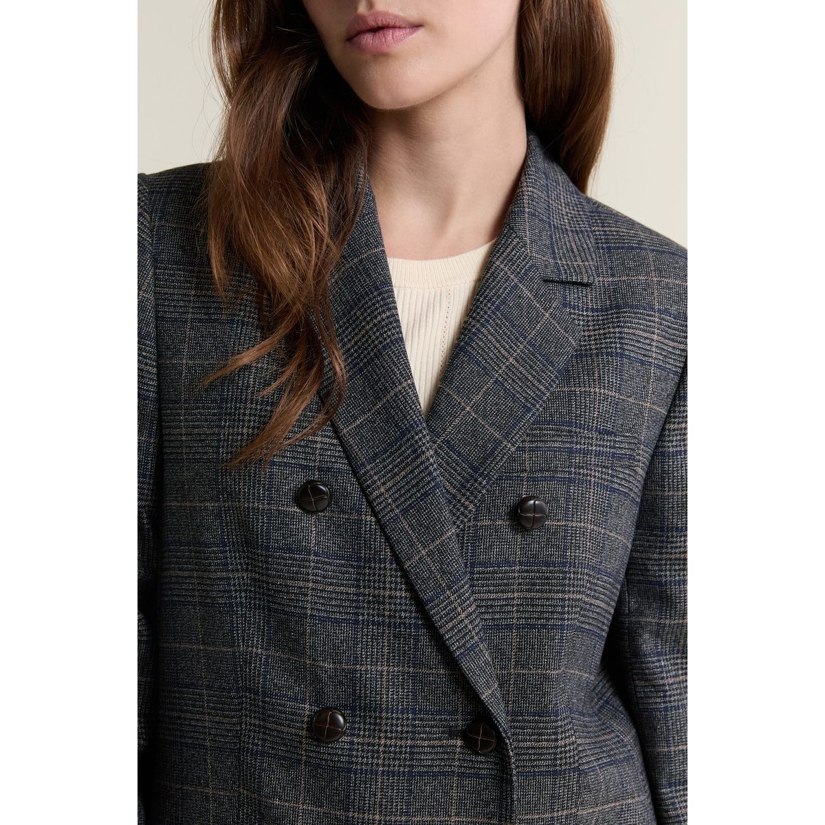 Veste blazer à carreaux A PABLO CRX gris, ETAM