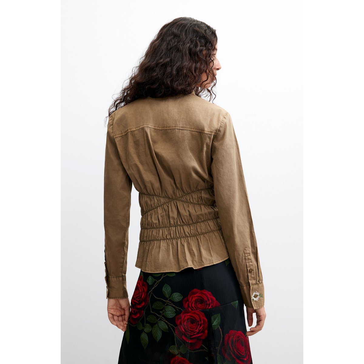 chemise en coton à manches longues vert, DESIGUAL