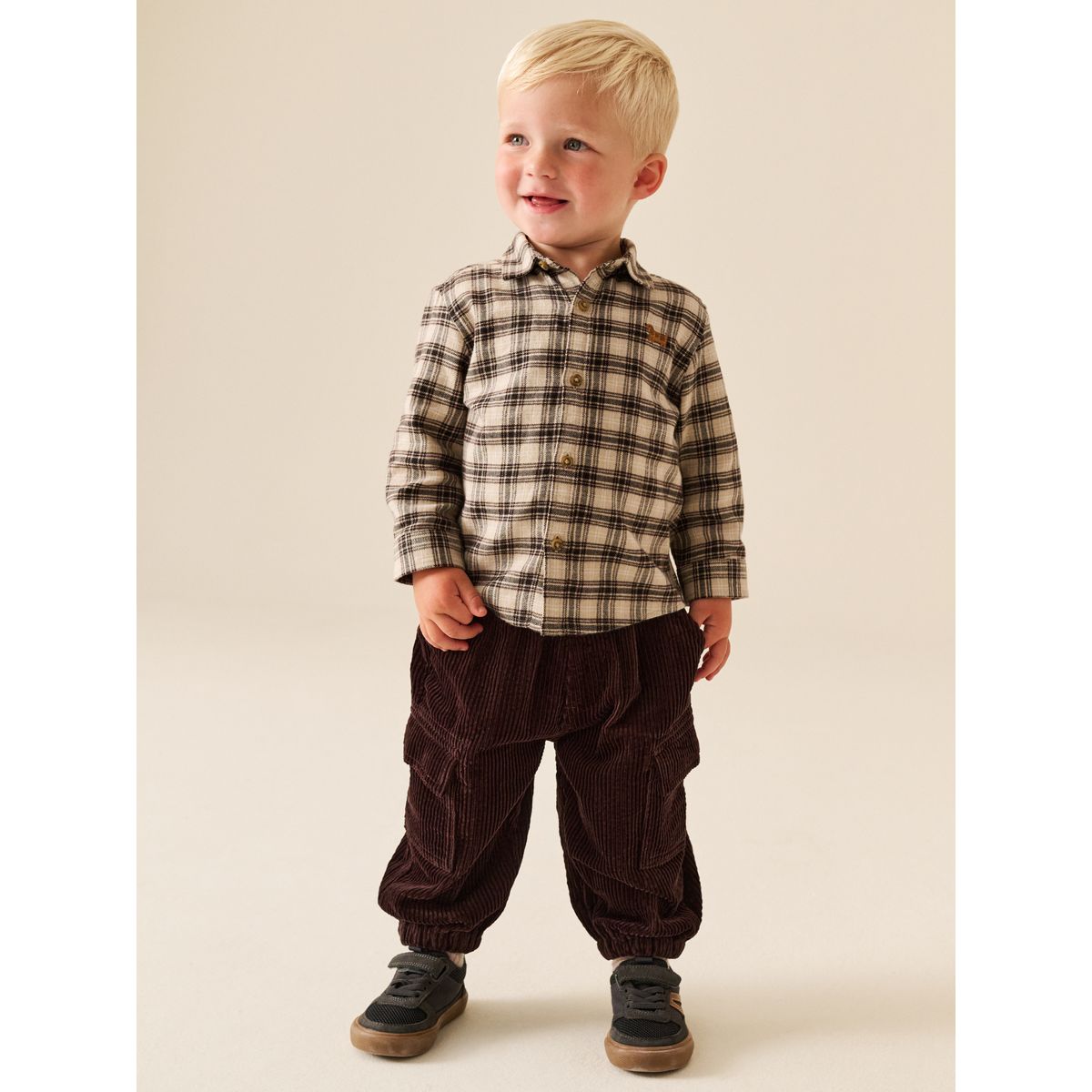 Pantalon cargo en velours côtelé marron, NEXT
