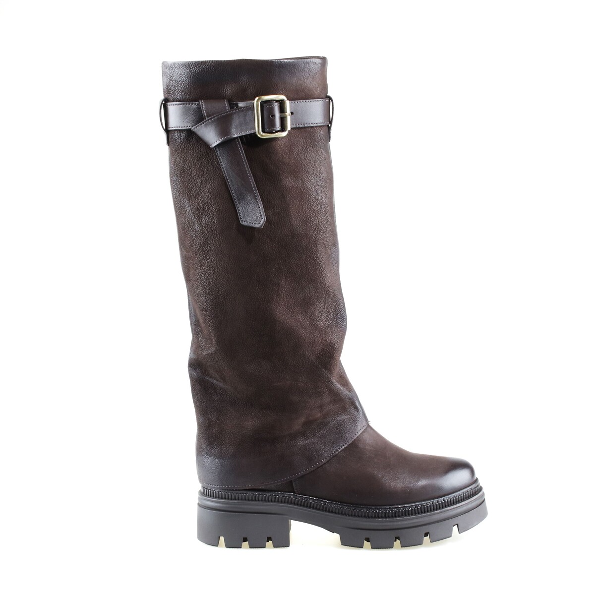 Bottes guêtres en cuir marron foncé, MJUS