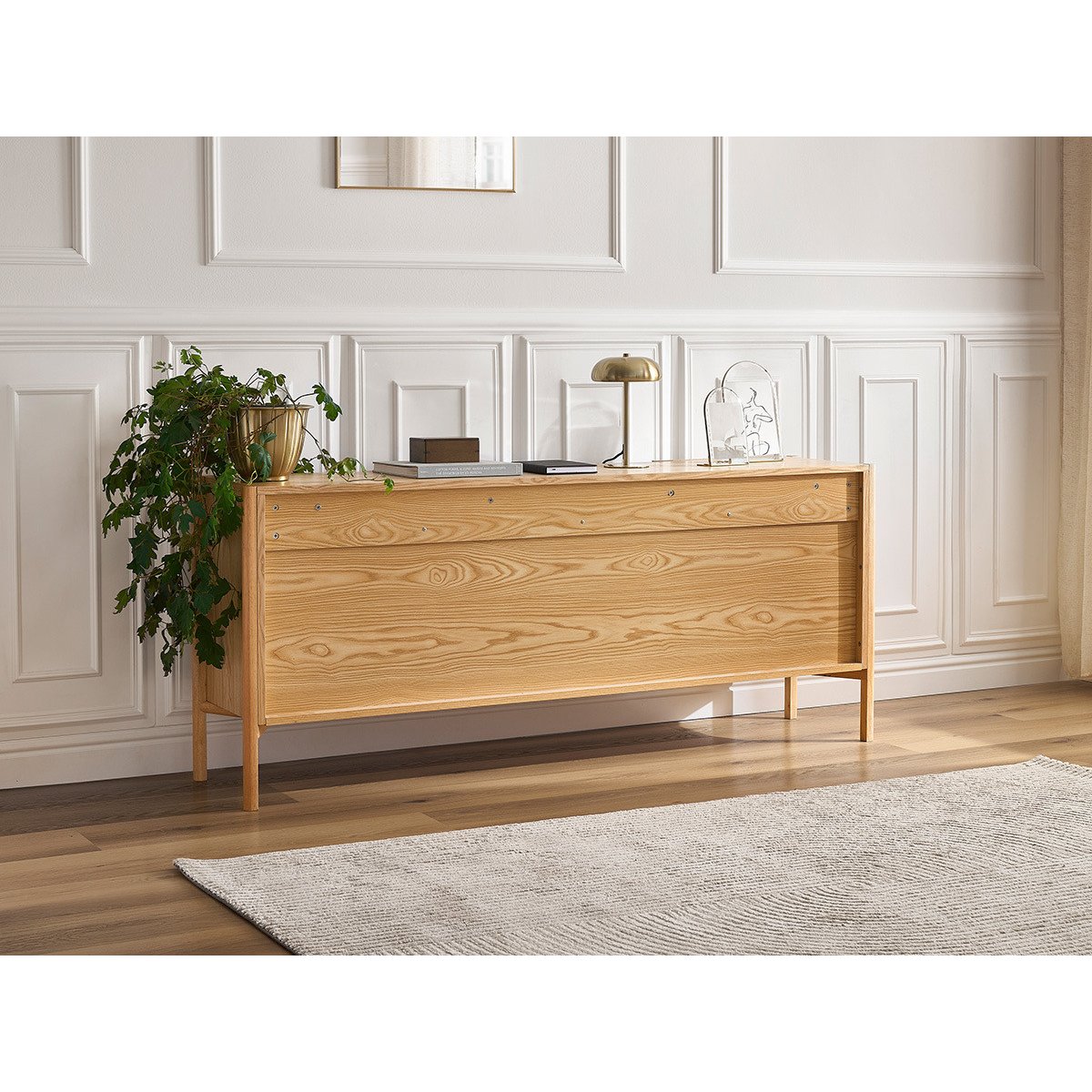 Buffet bas en placage 4 portes 178 cm, LOLA marron clair, BOBOCHIC