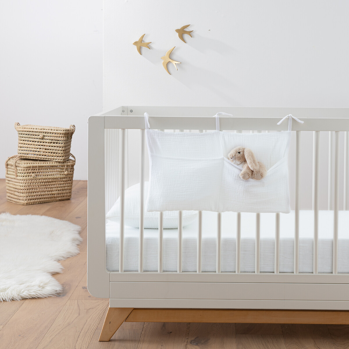 Tour de lit range doudou en gaze de coton, Kumla blanc, LA REDOUTE INTERIEURS