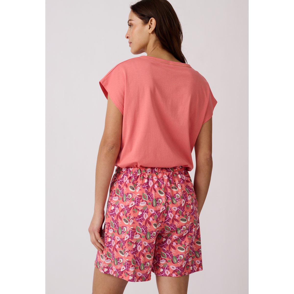 Short de pyjama pur coton rose tropical, DAMART