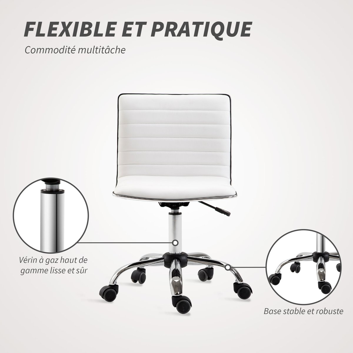 Chaise de bureau Polyuréthane Blanc blanc, HOMCOM