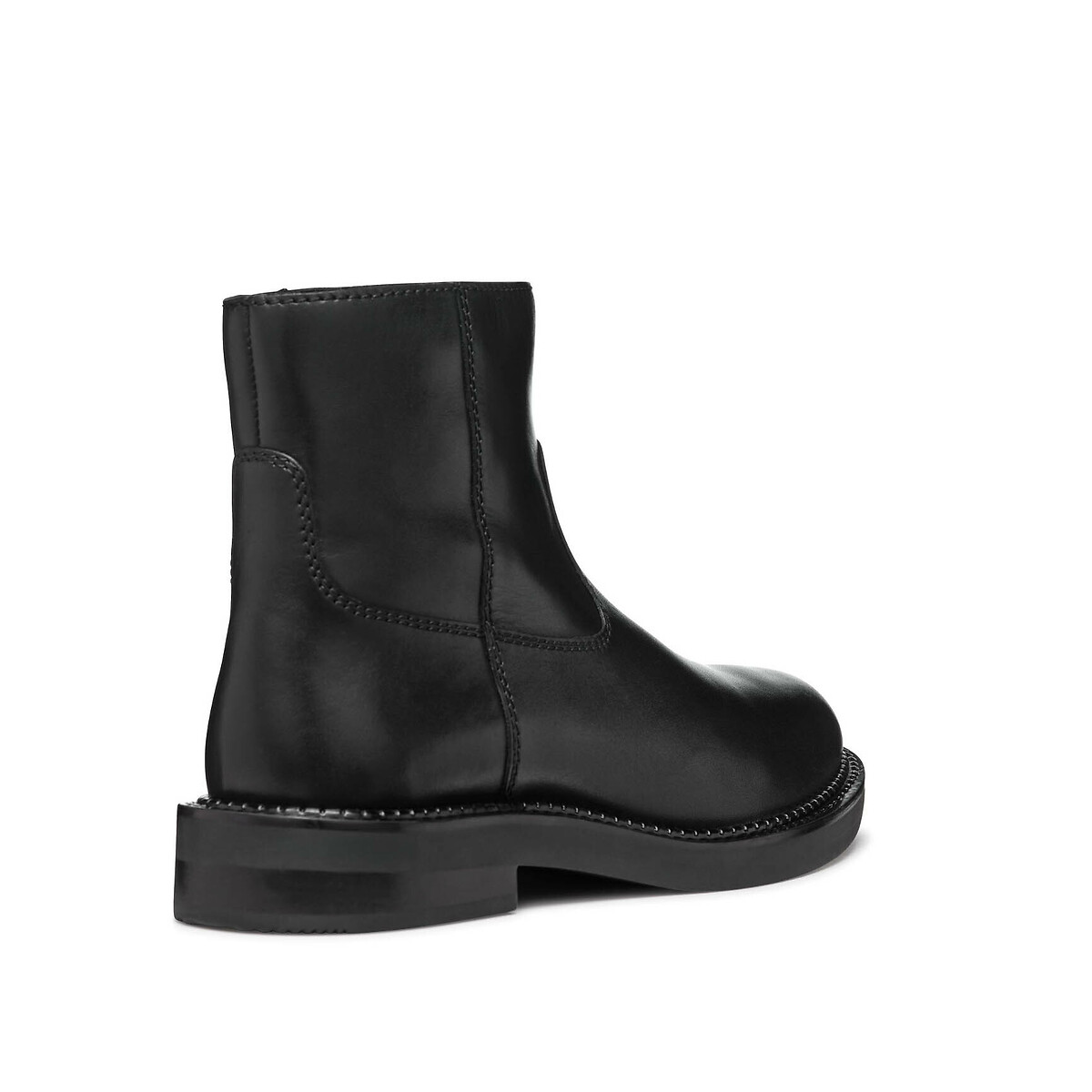 Serilda Leather Ankle Boots with Flat Heel and Zip Fastening black, GEOX