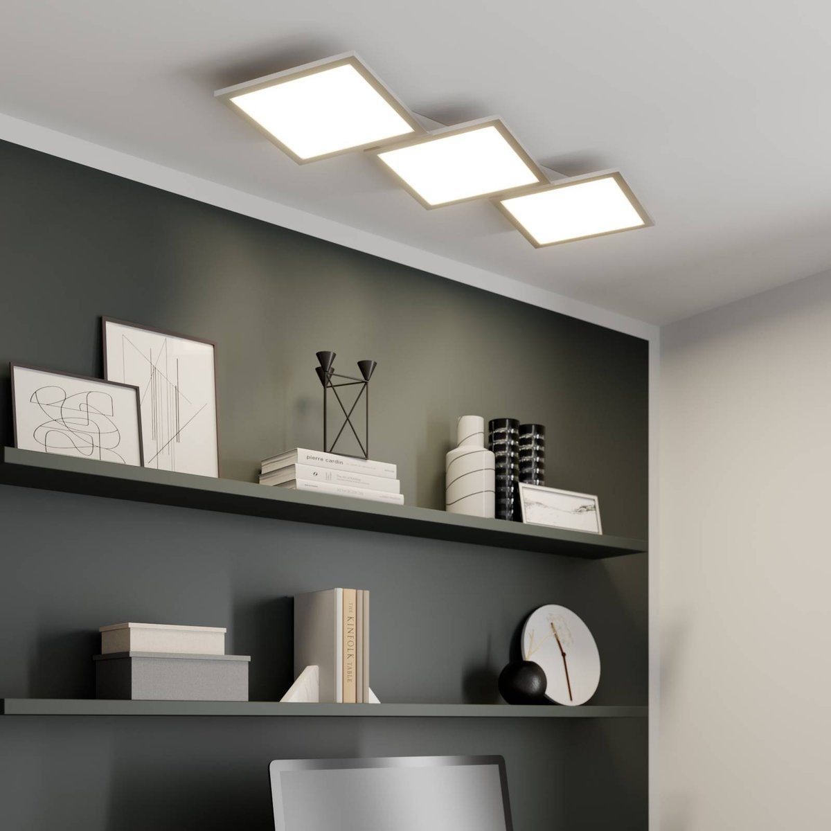 Plafonnier en aluminium moderneLED, Ilira blanc, argent, LUCANDE