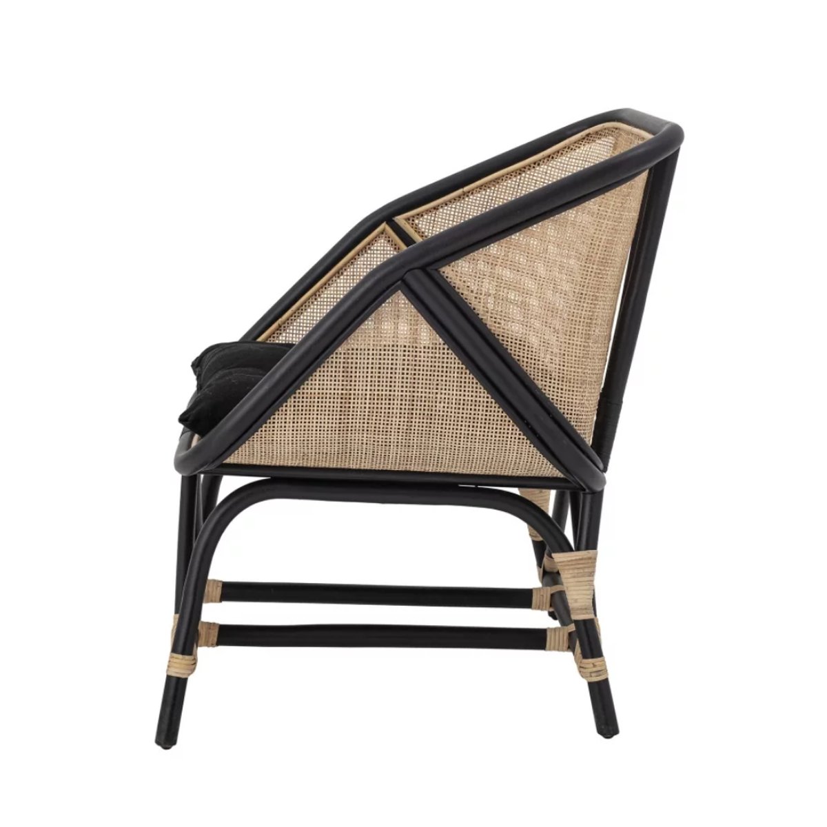 Fauteuil en cannage  et rotin POLKA naturel et noir, HYDILE