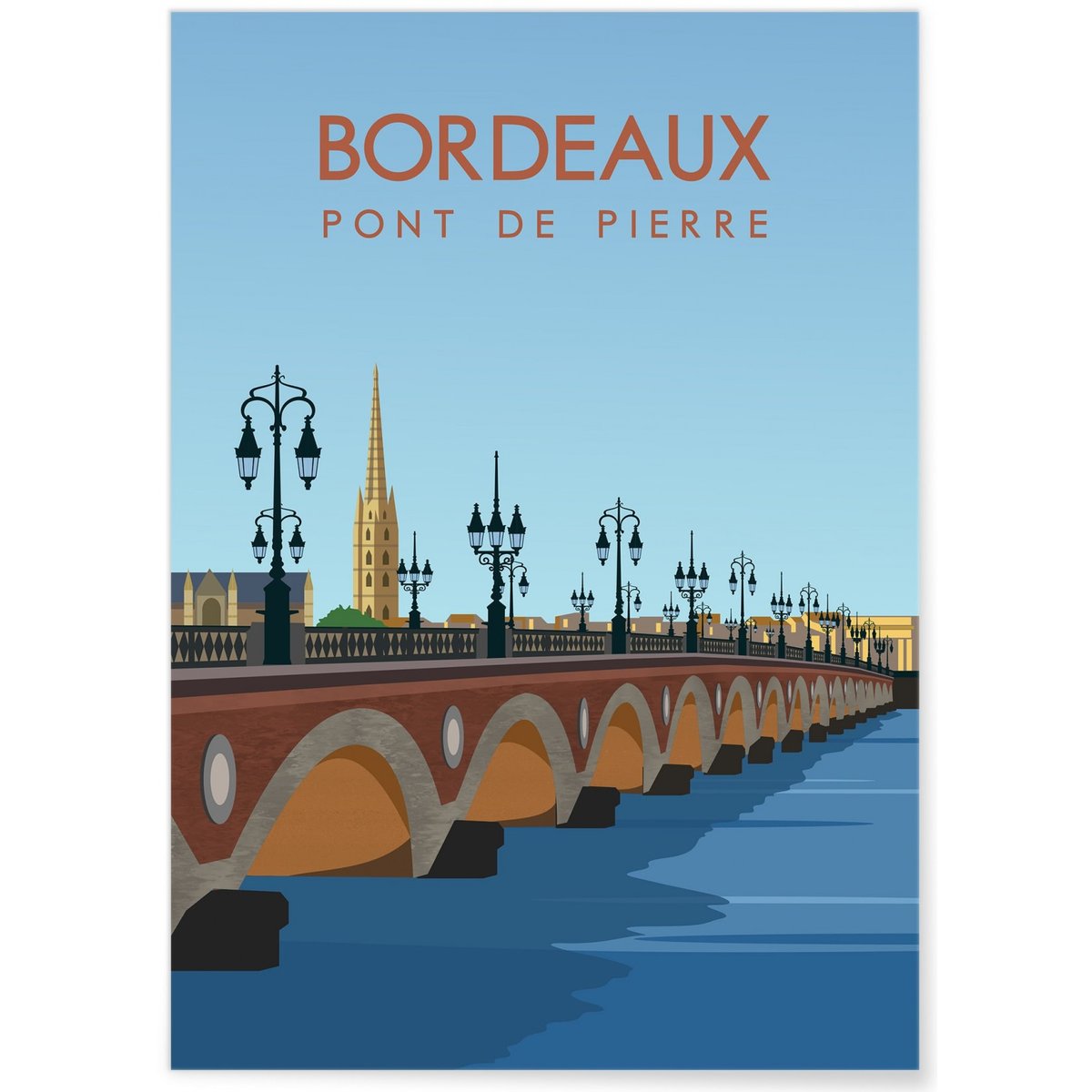 Affiche ville Bordeaux - Pont de pierre blanc, L'AFFICHERIE
