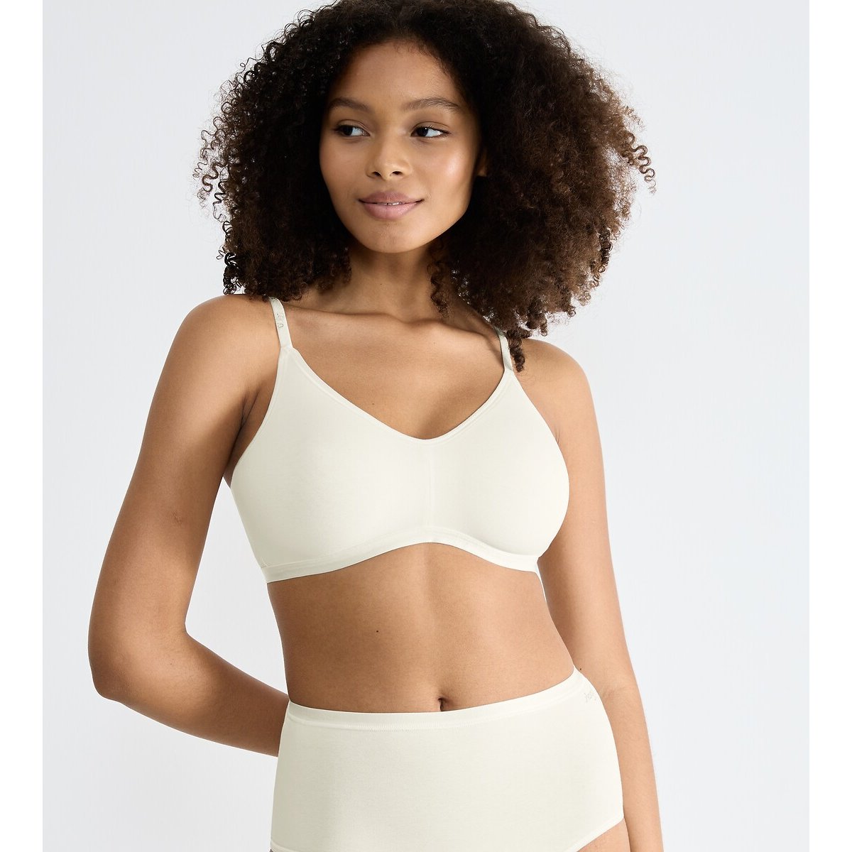 Reggiseno in cotone senza ferretti Go Daily bianco madreperla, SLOGGI