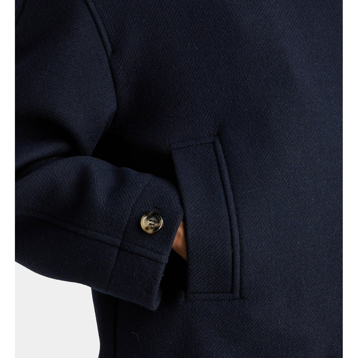 Manteau ample court minami en laine bleu marine, JODHPUR