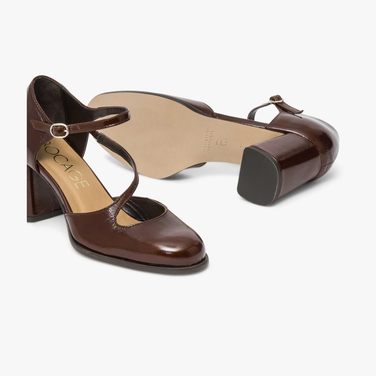 Escarpin en cuir IRENE marron chocolat, BOCAGE