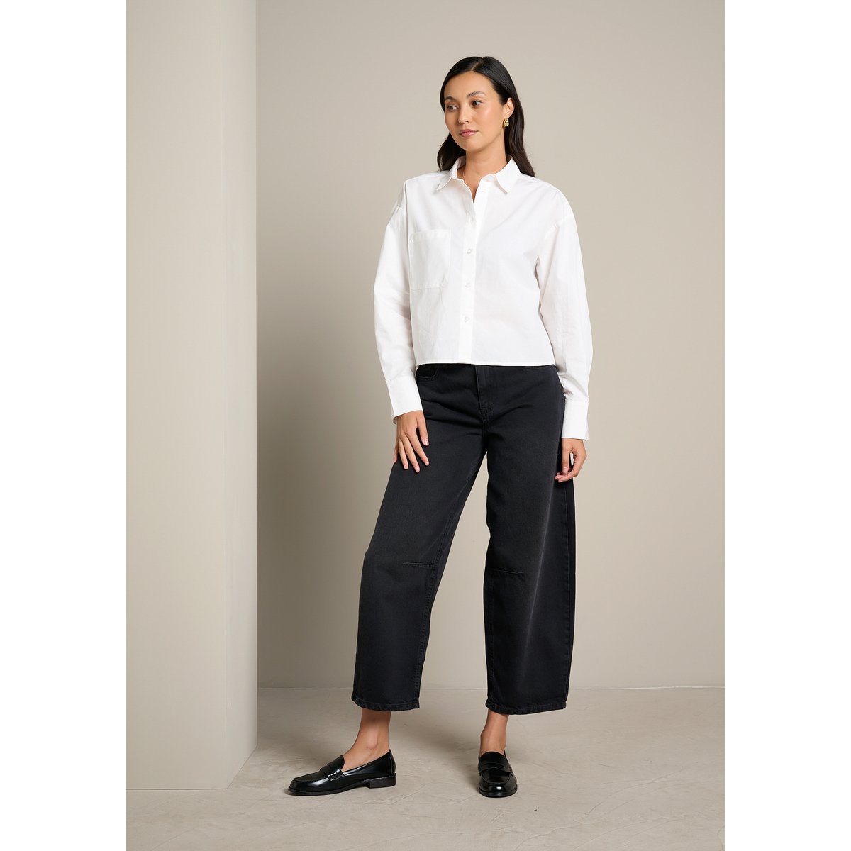 Jean barrel taille classique black, LOLALIZA